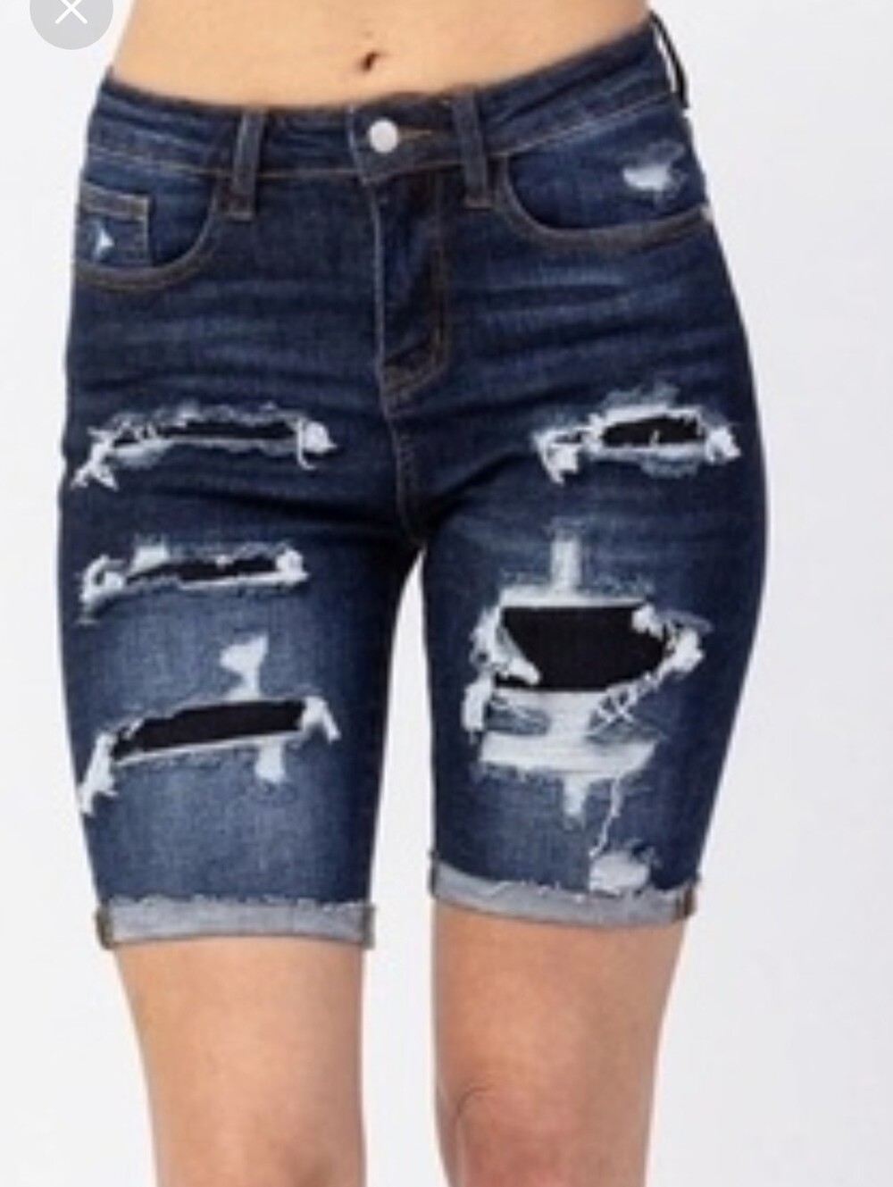 Judy Blue High Waisted Distressed Bermuda Shorts  Size L